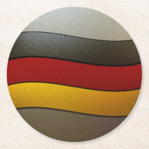 Germany Flag Colours-Chrome by Shirley Taylor Round Paper Coaster