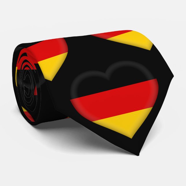 Germany Flag Colours Heart Pattern Neck Tie (Rolled)