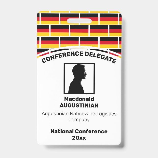 GERMANY FLAG Customised Logo Photo ID Name Badge (Front)