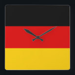 Germany flag - Deutschland Square Wall Clock<br><div class="desc">The flag of Germany or Deutschland is a tricolour consisting of three equal horizontal bands displaying the national colours of Germany black, red, and gold.
#germany #german #deutschland #berlin #patriotic #flag</div>