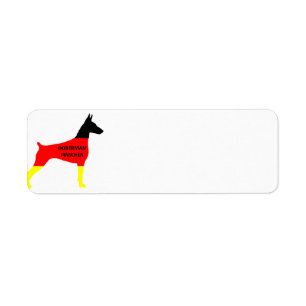 germany-flag in doberman pinscher siol w name return address label