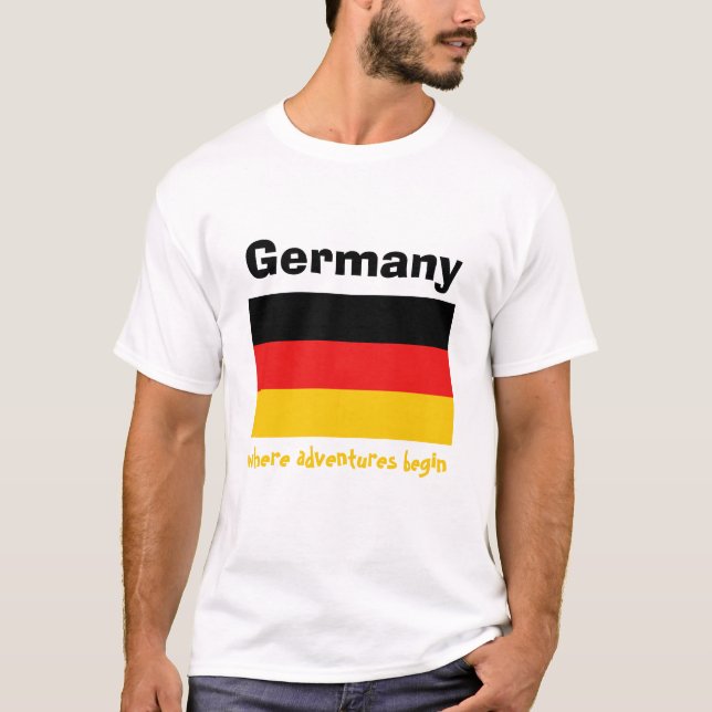 Germany Flag + Map + Text T-Shirt (Front)