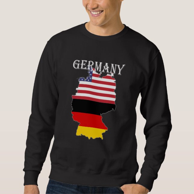 Germany Flag Map USA Ancestry Expatriate Expat Sweatshirt (Front)