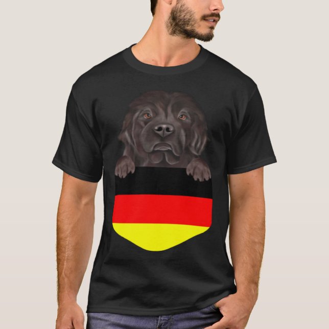 Germany Flag Newfoundland Dog In Pocket T-Shirt (Front)