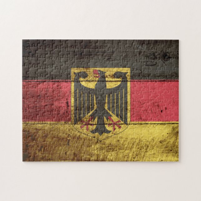 Germany Flag on Old Wood Grain Jigsaw Puzzle (Horizontal)