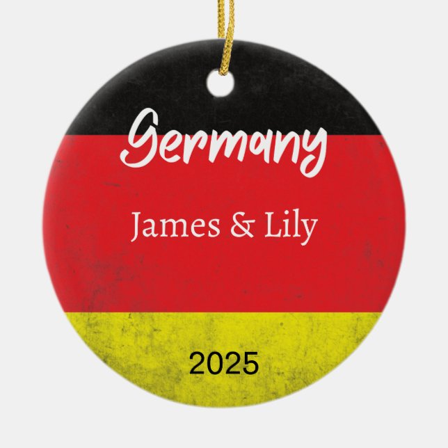 Germany Flag Ornament, Personalised Germany Ceramic Ornament (Front)