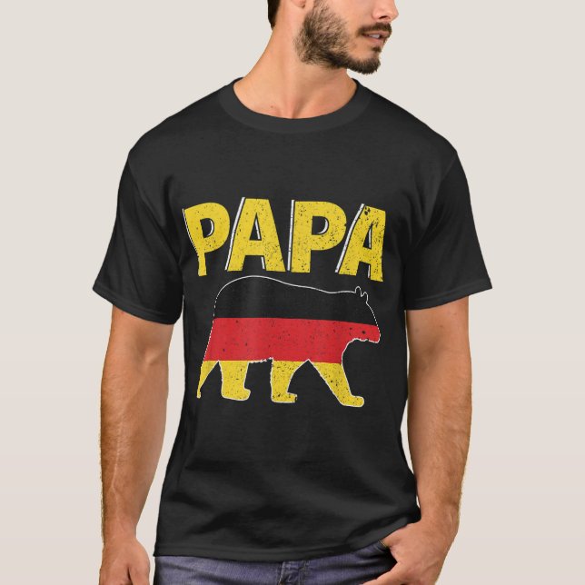 Germany Flag Papa Bear German Dad Father's Day Gif T-Shirt (Front)