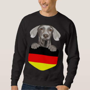 Germany Flag Weimaraner Dog In Pocket Sweatshirt