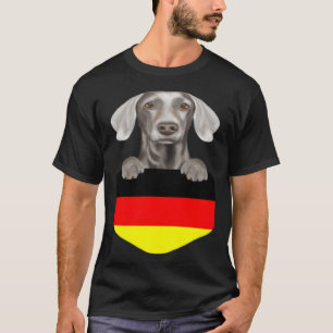 Germany Flag Weimaraner Dog In Pocket T-Shirt