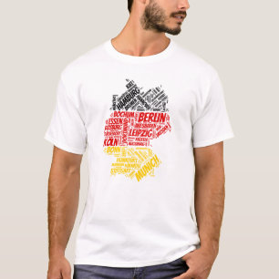Germany Flag with City Names Word Art T-Shirt
