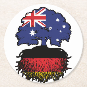 Germany German Australian Australia Tree Roots Round Paper Coaster