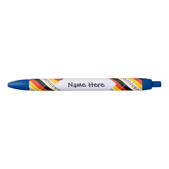 Germany German Flag Tiled Black Personalisation  Ink Pen (Front)