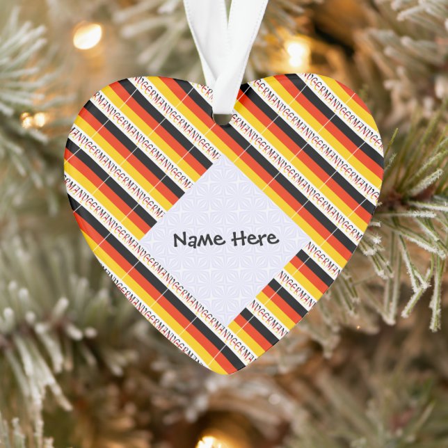 Germany German Flag Tiled Black Personalisation  Ornament (Tree)