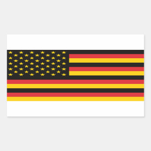 Germany German USA American United States US Flag Rectangular Sticker
