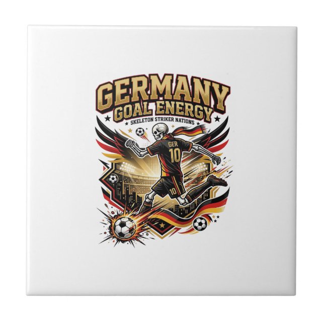 Germany Goal Energy Skeleton Striker Nations Bold  Ceramic Tile (Front)