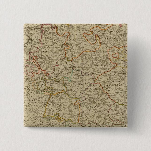 Germany hand oclored atlas map 15 cm square badge (Front)
