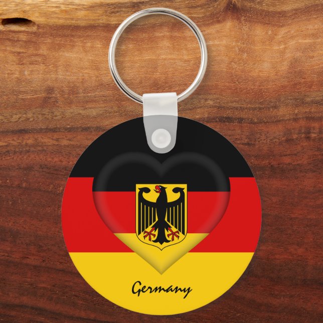 Germany & Heart,  German Flag fashion /sports Key Ring (Front)