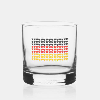 Germany HEARTS FLAG Rocks Glass