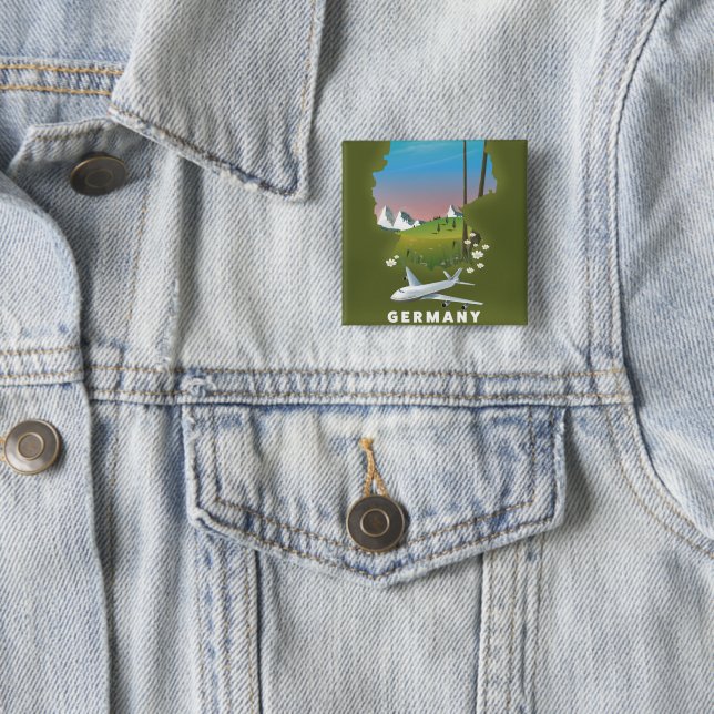Germany Illustrated travel poster 15 Cm Square Badge (In Situ)