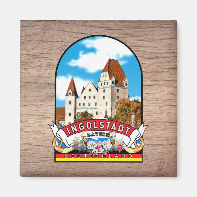 Germany Ingolstadt Vintage souvenir Magnet (Front)