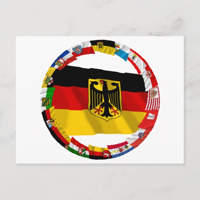 Germany & its Laender Waving Flags Postcard (Front)