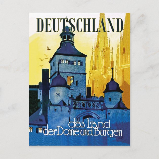 Germany, land of castles, vintage travel postcard (Front)