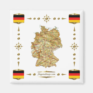 Germany Map + Flags Magnet