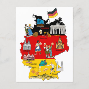 Germany Map, Oktoberfest, major cities  Postcard