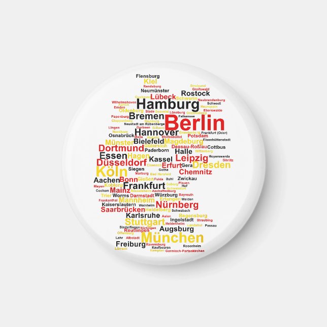 Germany Map Silhouette Towns Cities Flag Berlin Tr Magnet (Front)