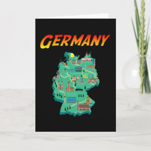 Germany - Map - Vintage Sign Style Card