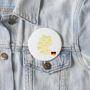 Germany Map with States and Capitals 7.5 Cm Round Badge