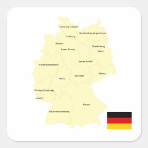 Germany Map with States and Capitals Square Sticker