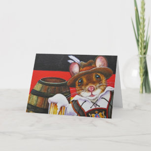 Germany Mouse Octoberfest Beer Watercolor Art Card