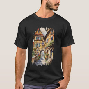 Germany Painting Watercolor Art Vintage Travel Cit T-Shirt