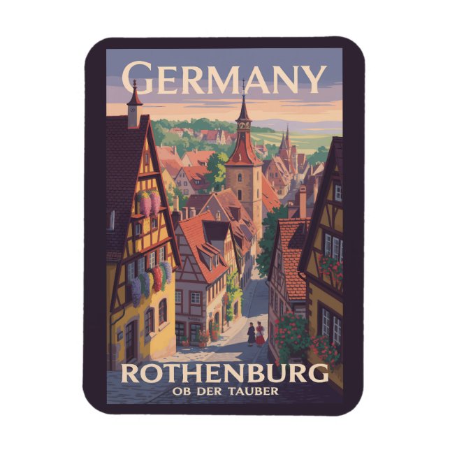 Germany Rothenburg ob der Tauber Illustration Art Magnet (Vertical)