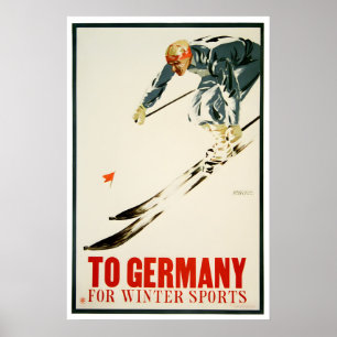 Germany Ski Poster German Art Skiing Print