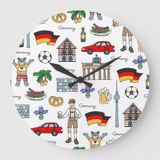 Germany | Symbols Pattern Large Clock (Front)