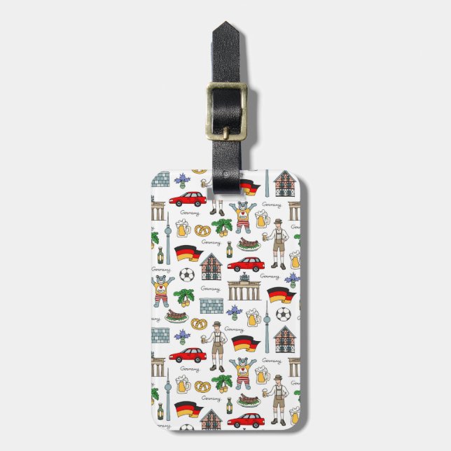 Germany | Symbols Pattern Luggage Tag (Front Vertical)
