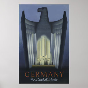 Germany, The Land of Music Vintage Travel Poster