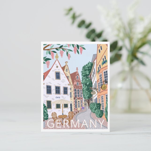 Germany Town Travel Illustration Postcard (Standing Front)