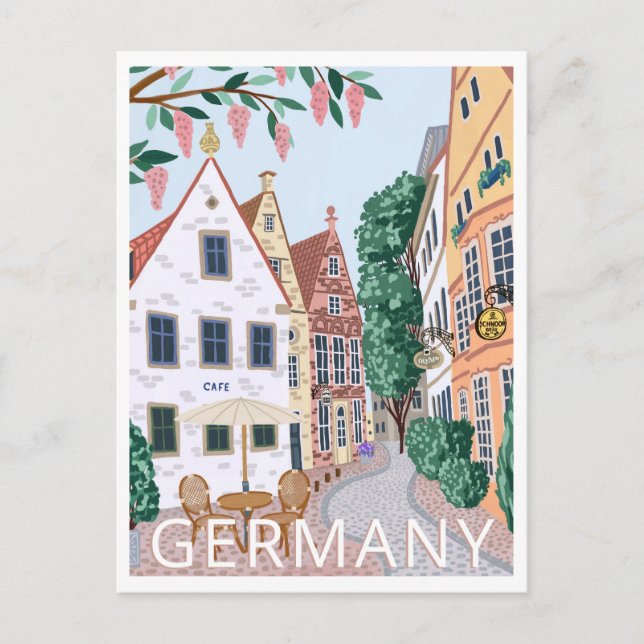 Germany Town Travel Illustration Postcard (Front)