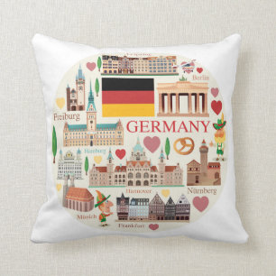 Germany Travel Icons Cushion