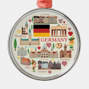 Germany Travel Icons Metal Ornament