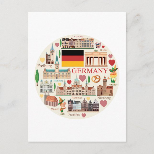 Germany Travel Icons Postcard (Front)