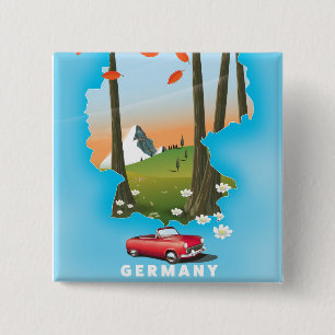 Germany Travel poster. 15 Cm Square Badge