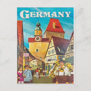 Germany, trumpeters on city centre. postcard