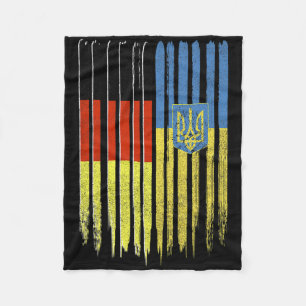 Germany Ukraine German Ukrainian Flag Trident Fleece Blanket
