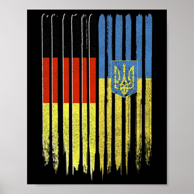 Germany Ukraine German Ukrainian Flag Trident  Poster (Front)
