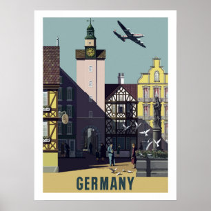 Germany, vintage airline poster