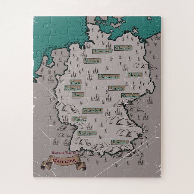 Germany Vintage Illustrated map Jigsaw Puzzle (Vertical)